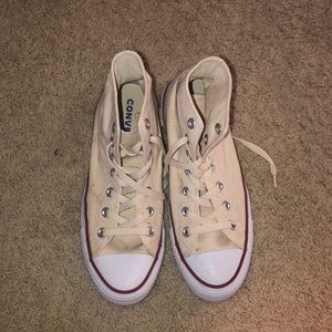 Cream colored High top Converse
